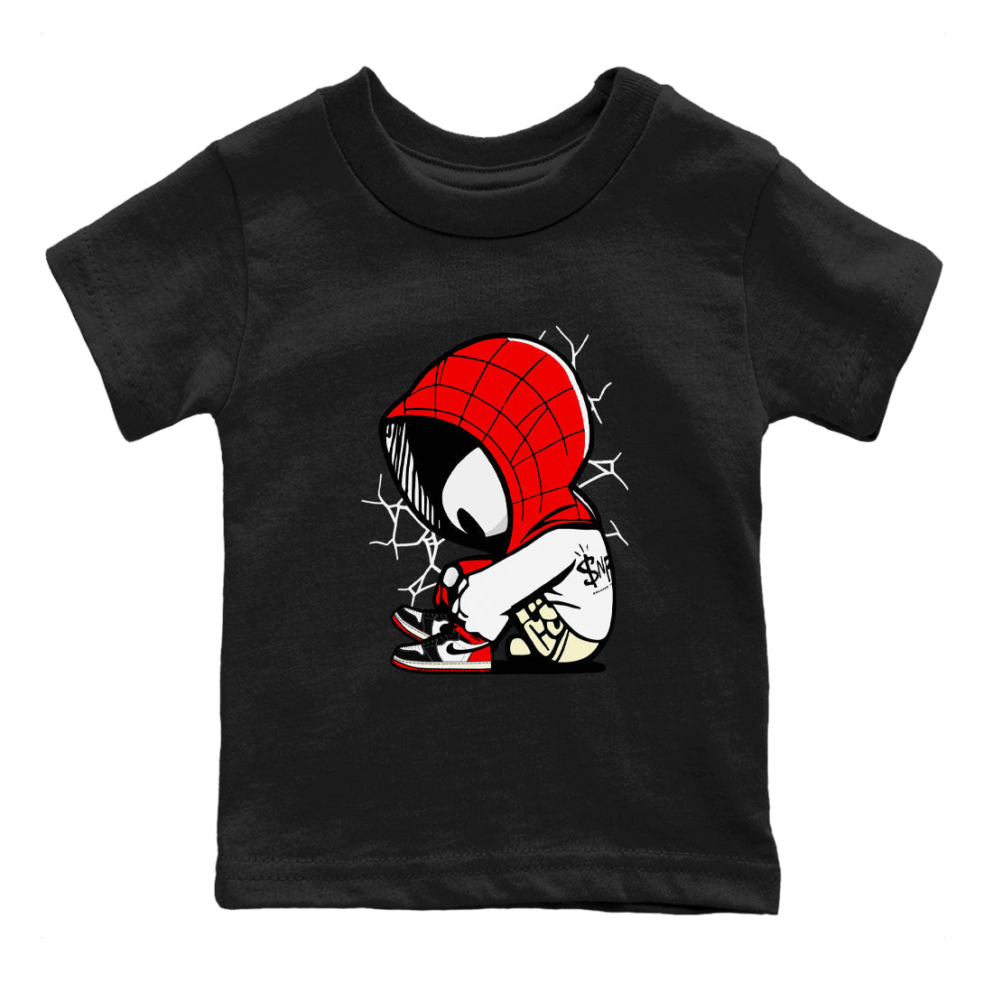 Baby Spider snkmatch Tees Kids - Air Jordan 1 Black Toe Reimagined