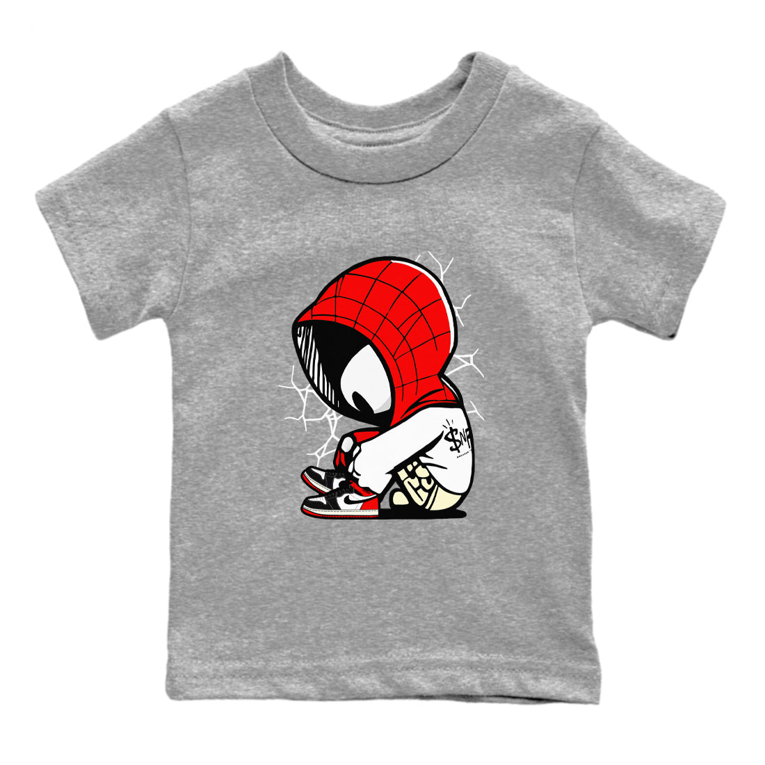 Baby Spider snkmatch Tees Kids - Air Jordan 1 Black Toe Reimagined