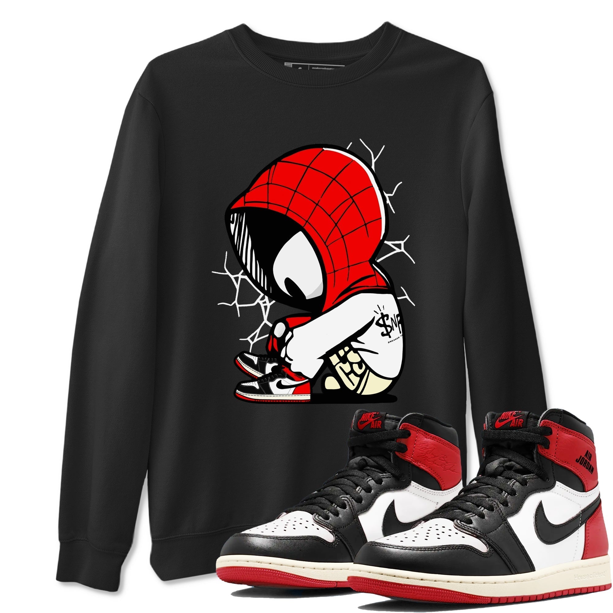 Baby Spider snkmatch Tees - Air Jordan 1 Black Toe Reimagined