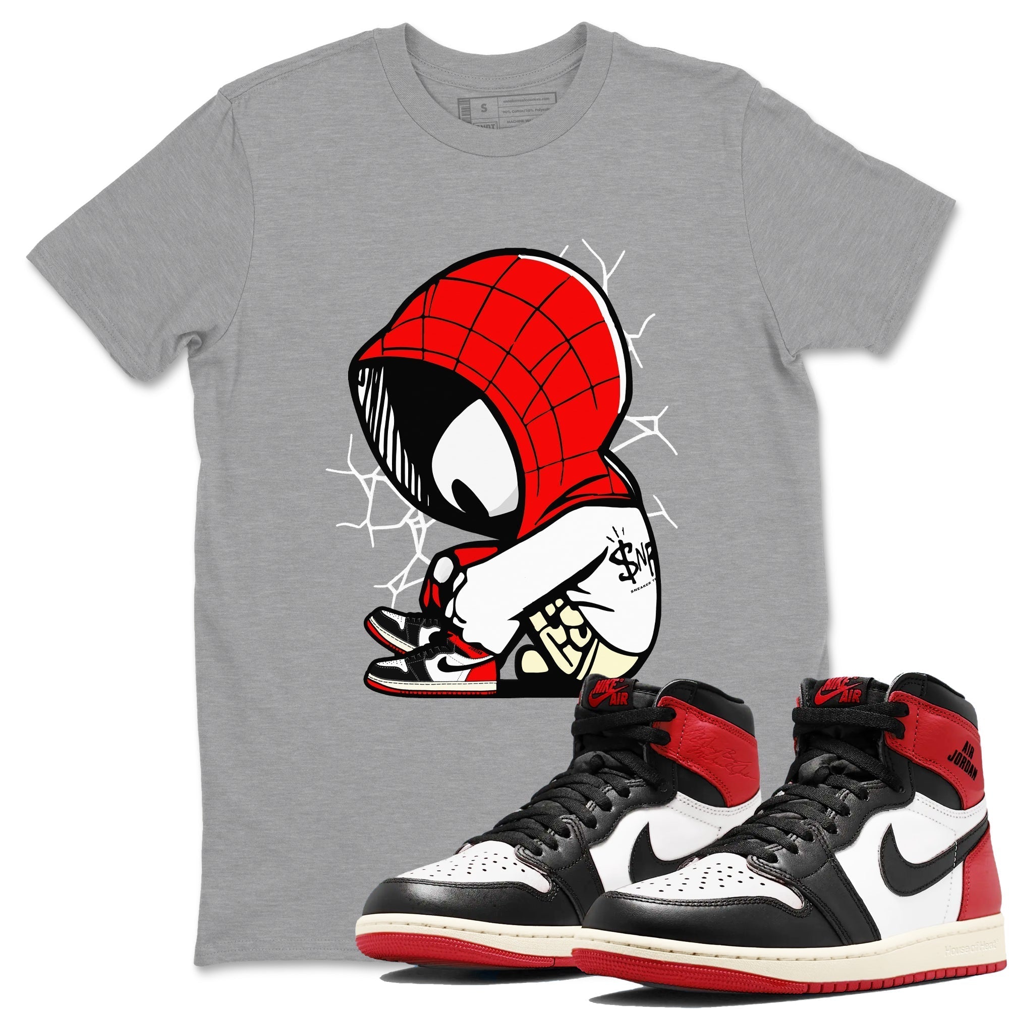Baby Spider snkmatch Tees - Air Jordan 1 Black Toe Reimagined