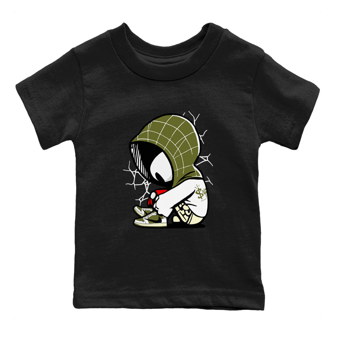 Baby Spider snkmatch Tees Kids - Air Jordan 1 Travis Scott Medium Olive