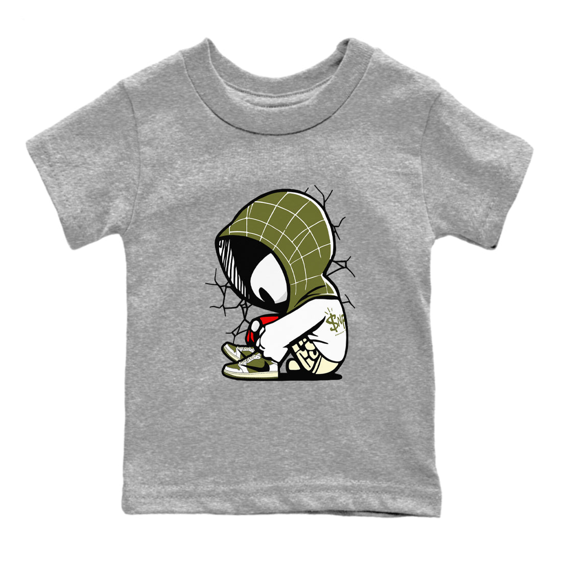 Baby Spider snkmatch Tees Kids - Air Jordan 1 Travis Scott Medium Olive