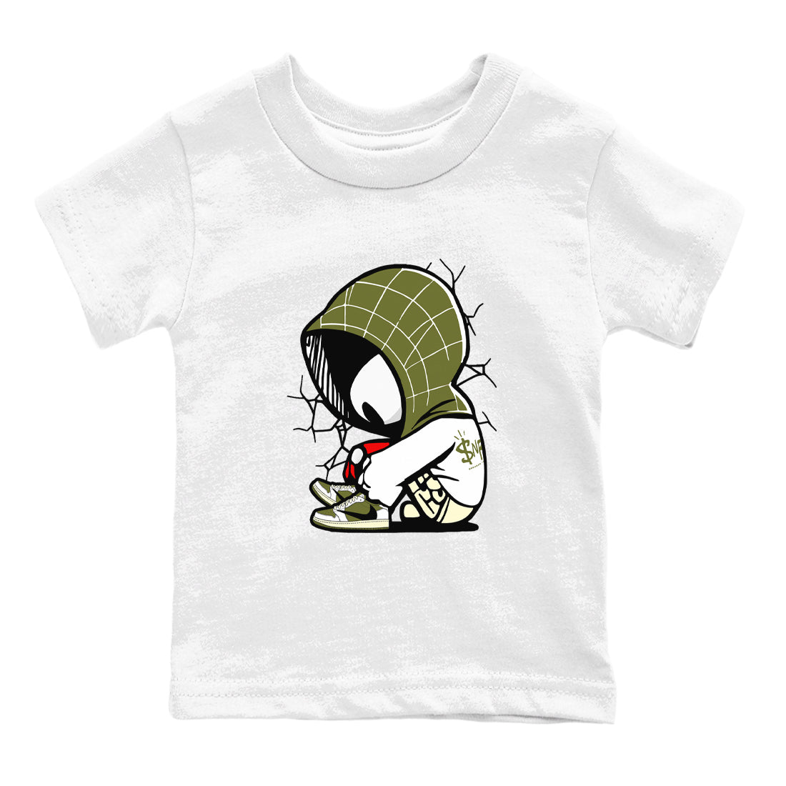 Baby Spider snkmatch Tees Kids - Air Jordan 1 Travis Scott Medium Olive