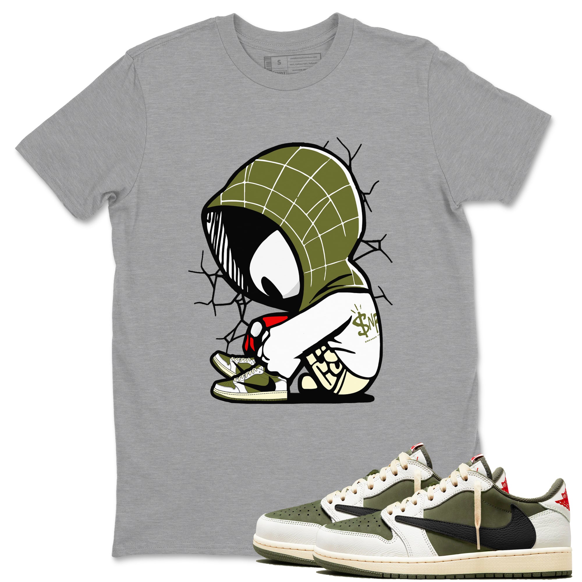 Baby Spider snkmatch Tees - Air Jordan 1 Travis Scott Medium Olive