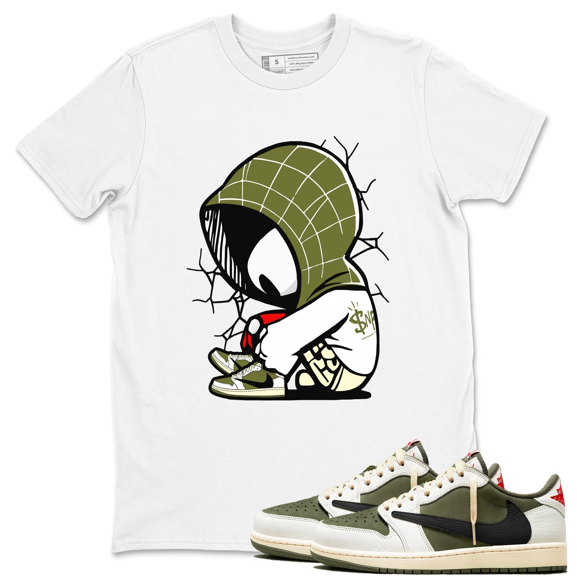 Baby Spider snkmatch Tees - Air Jordan 1 Travis Scott Medium Olive