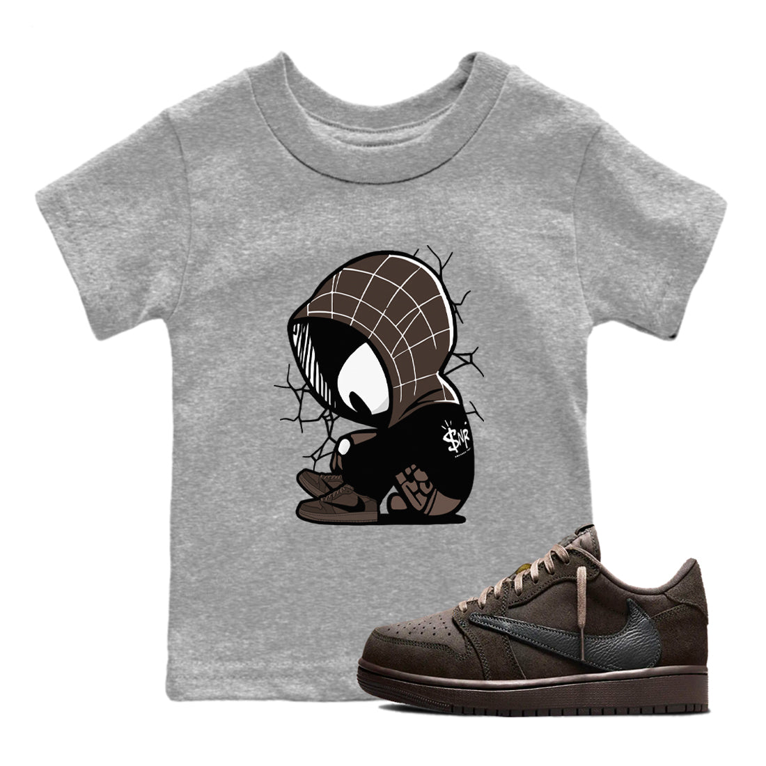 Baby Spider snkmatch Tees Kids - Air Jordan 1 Travis Scott Velvet Brown