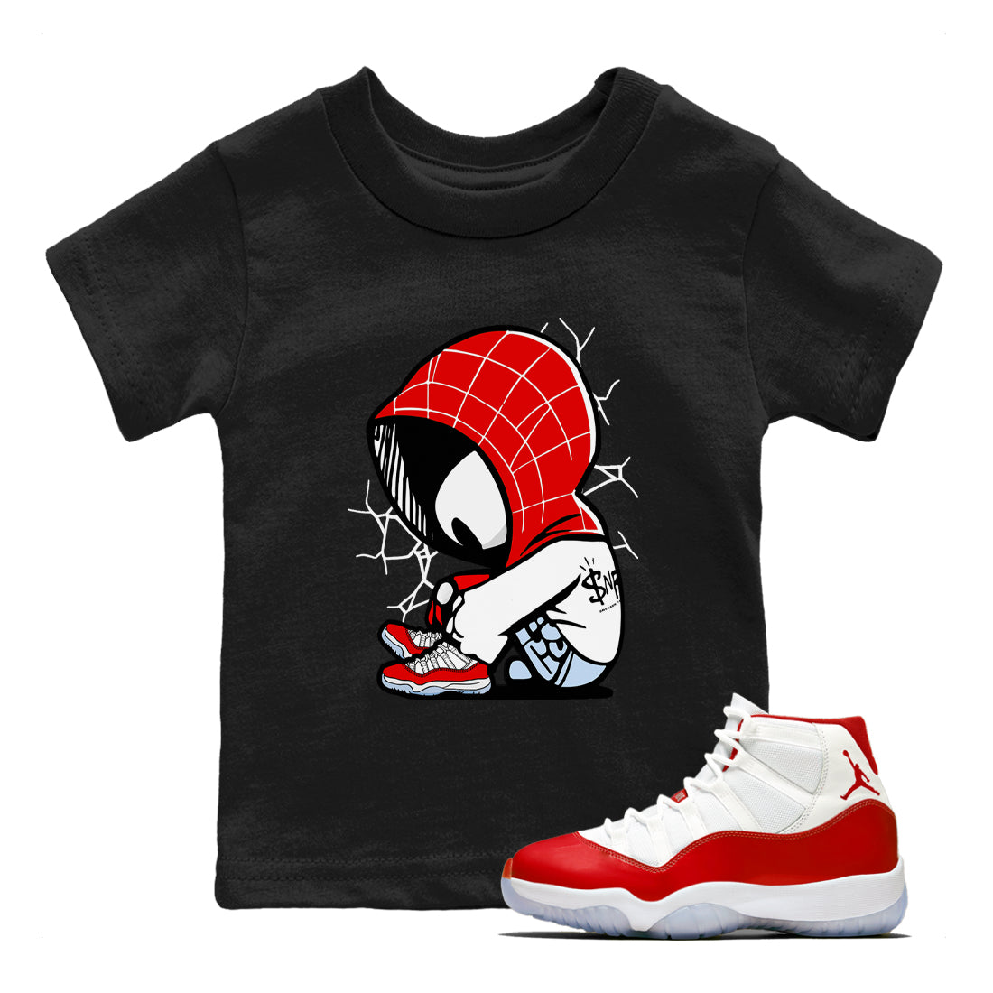 Baby Spider snkmatch Tees Kids - Air Jordan 11 Cherry