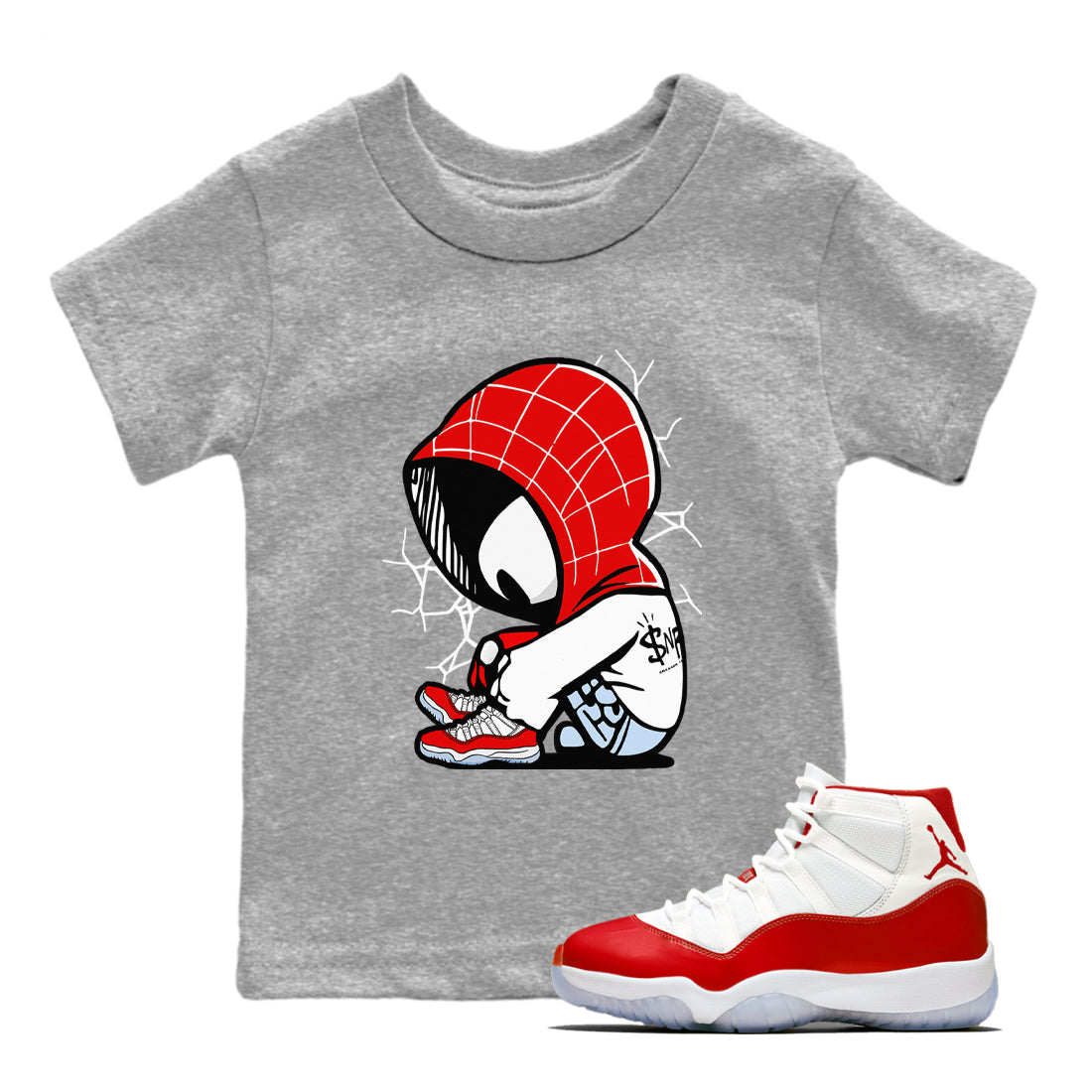 Baby Spider snkmatch Tees Kids - Air Jordan 11 Cherry
