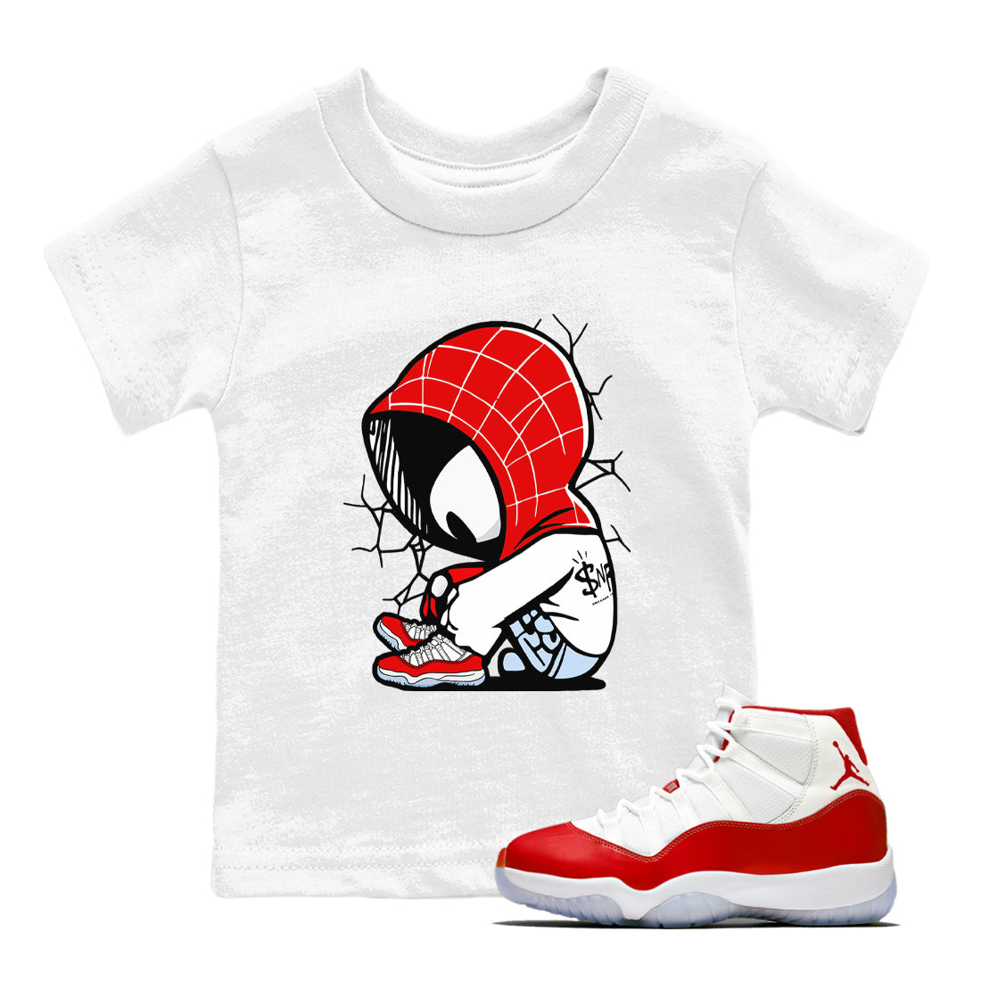 Baby Spider snkmatch Tees Kids - Air Jordan 11 Cherry