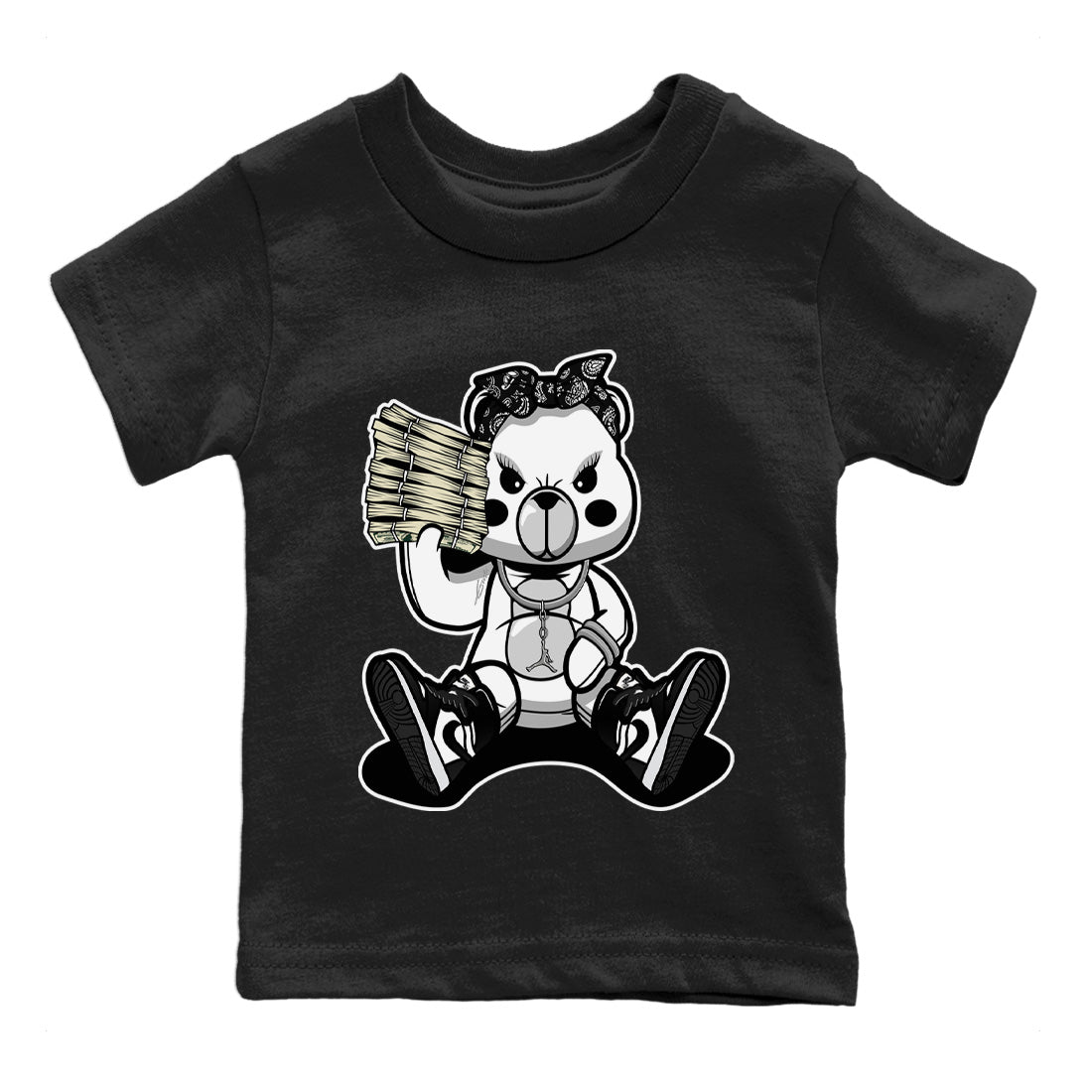 Bad Baby Bear Kids Tops - Air Jordan 1 Black White