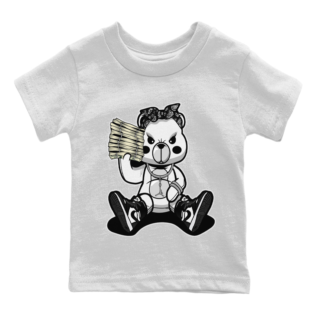 Bad Baby Bear Kids Tops - Air Jordan 1 Black White