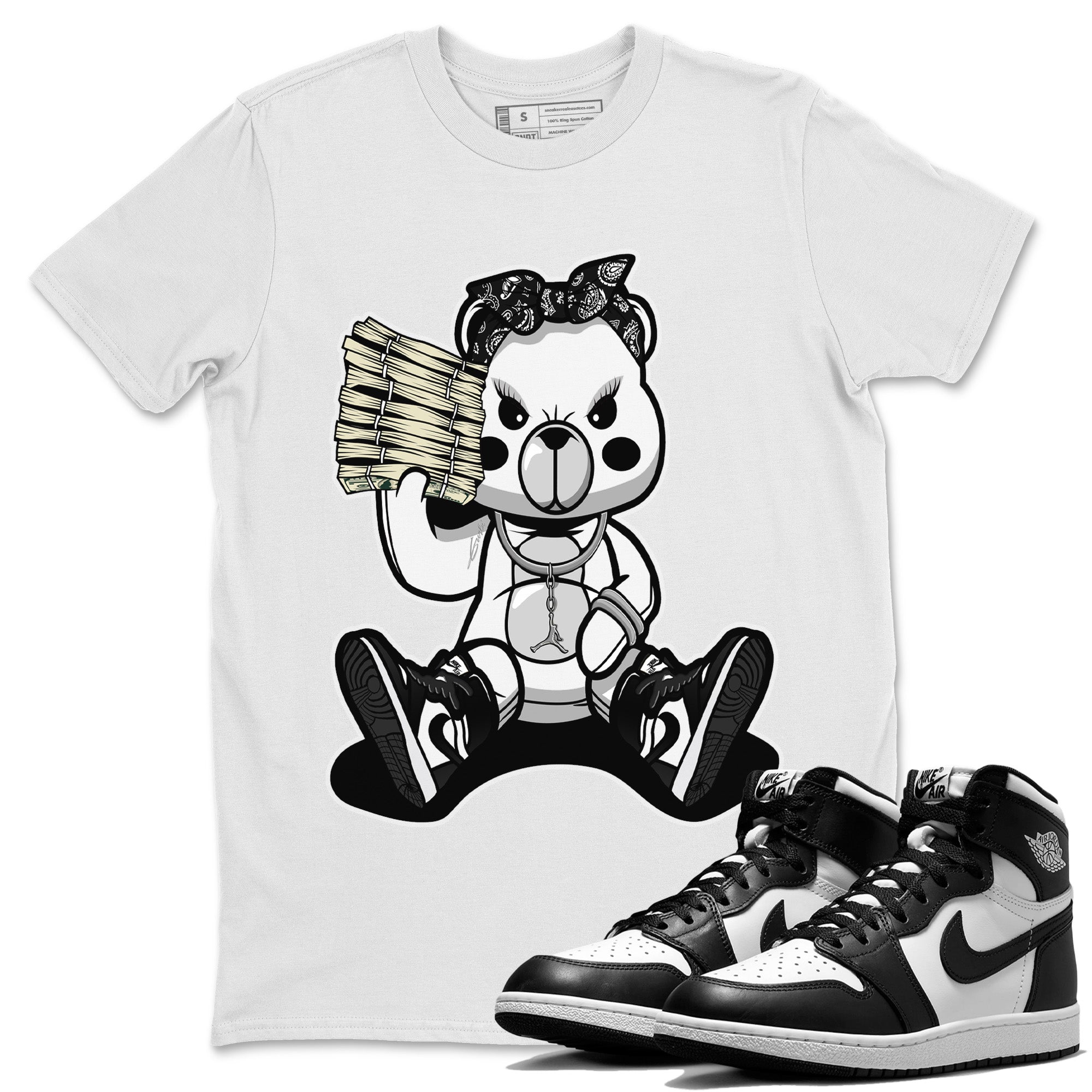 Bad Baby Bear Unisex Tops - Air Jordan 1 Black White