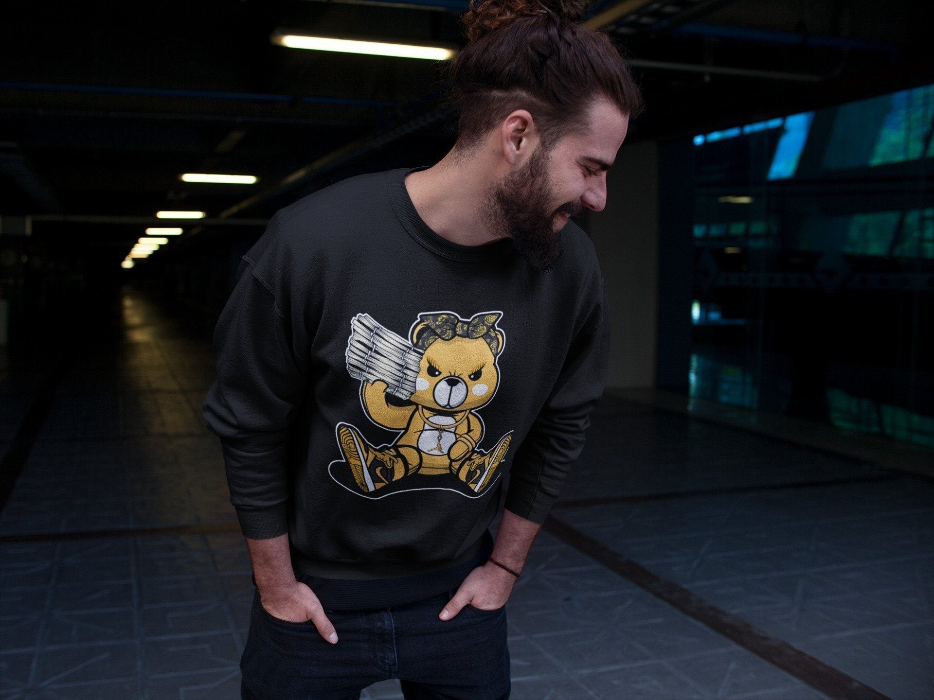 Bad Baby Bear Unisex Tops - Air Jordan 1 Pollen