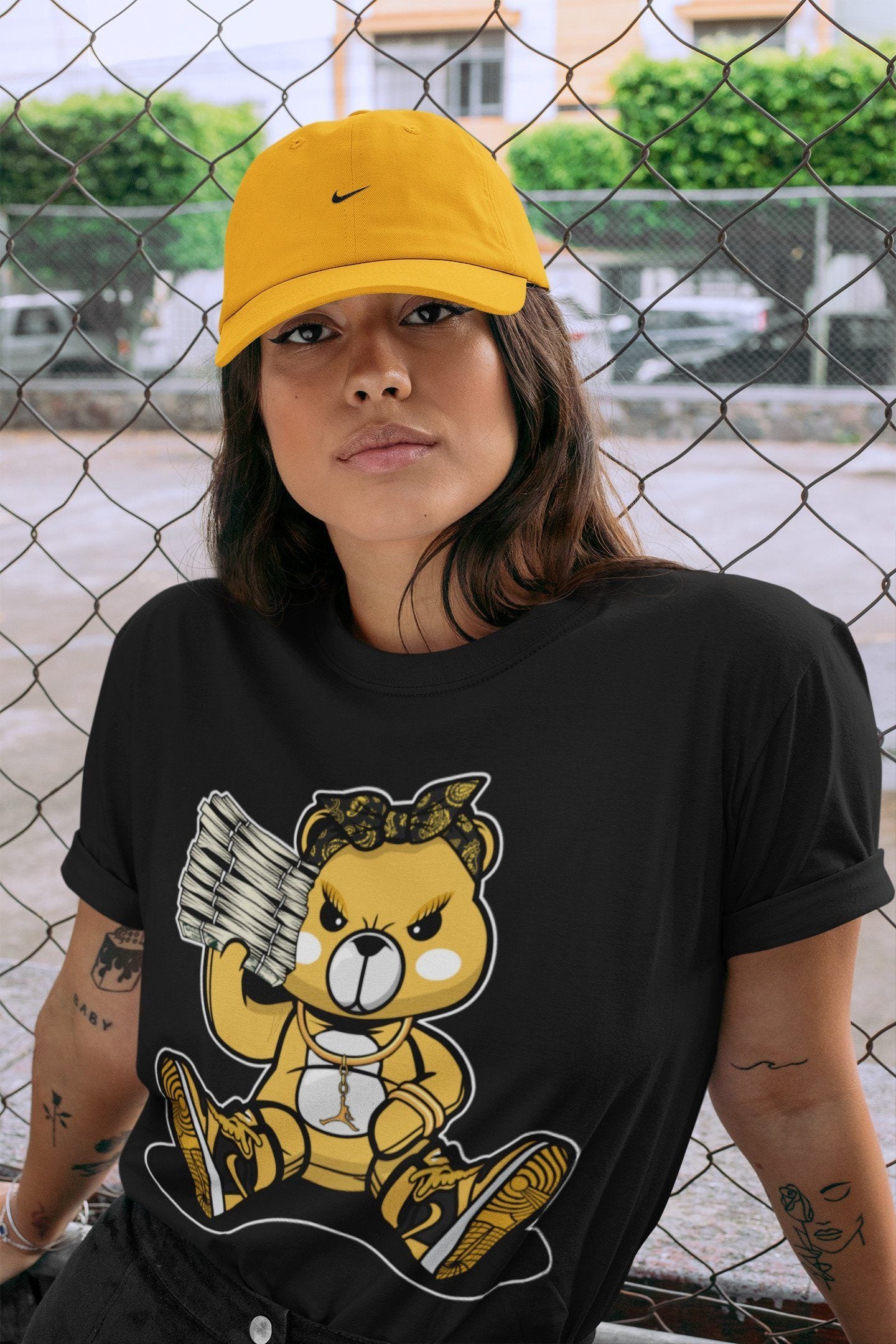 Bad Baby Bear Unisex Tops - Air Jordan 1 Pollen