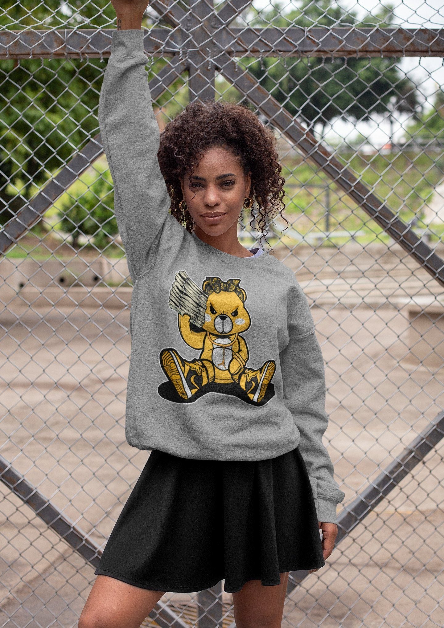 Bad Baby Bear Unisex Tops - Air Jordan 1 Pollen