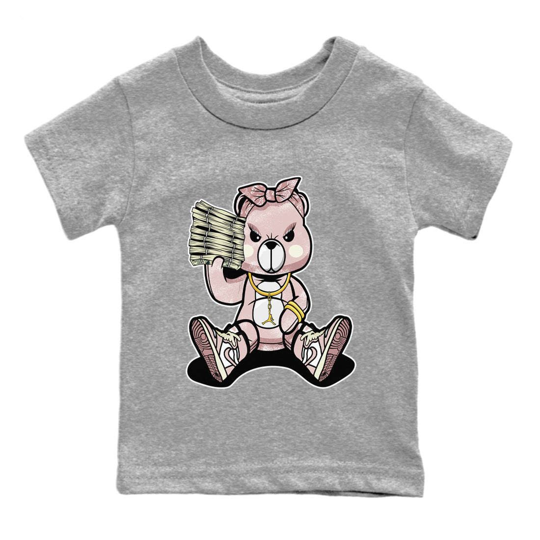 Bad Baby Bear Kids Tops - Air Jordan 1 Washed Pink