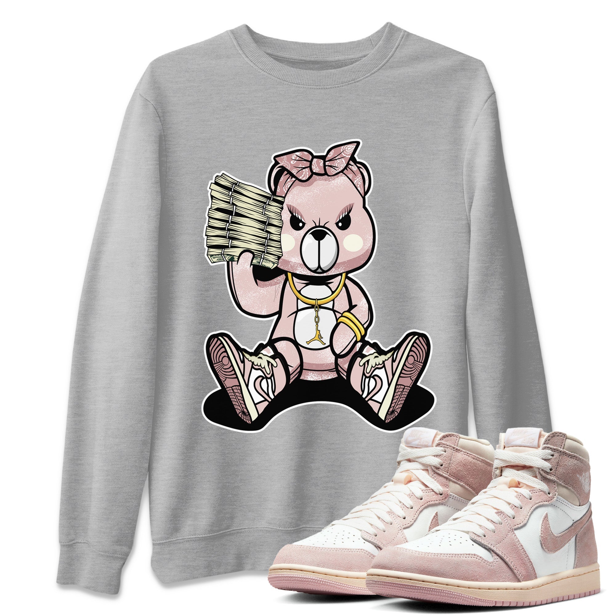 Bad Baby Bear Unisex Tops - Air Jordan 1 Washed Pink