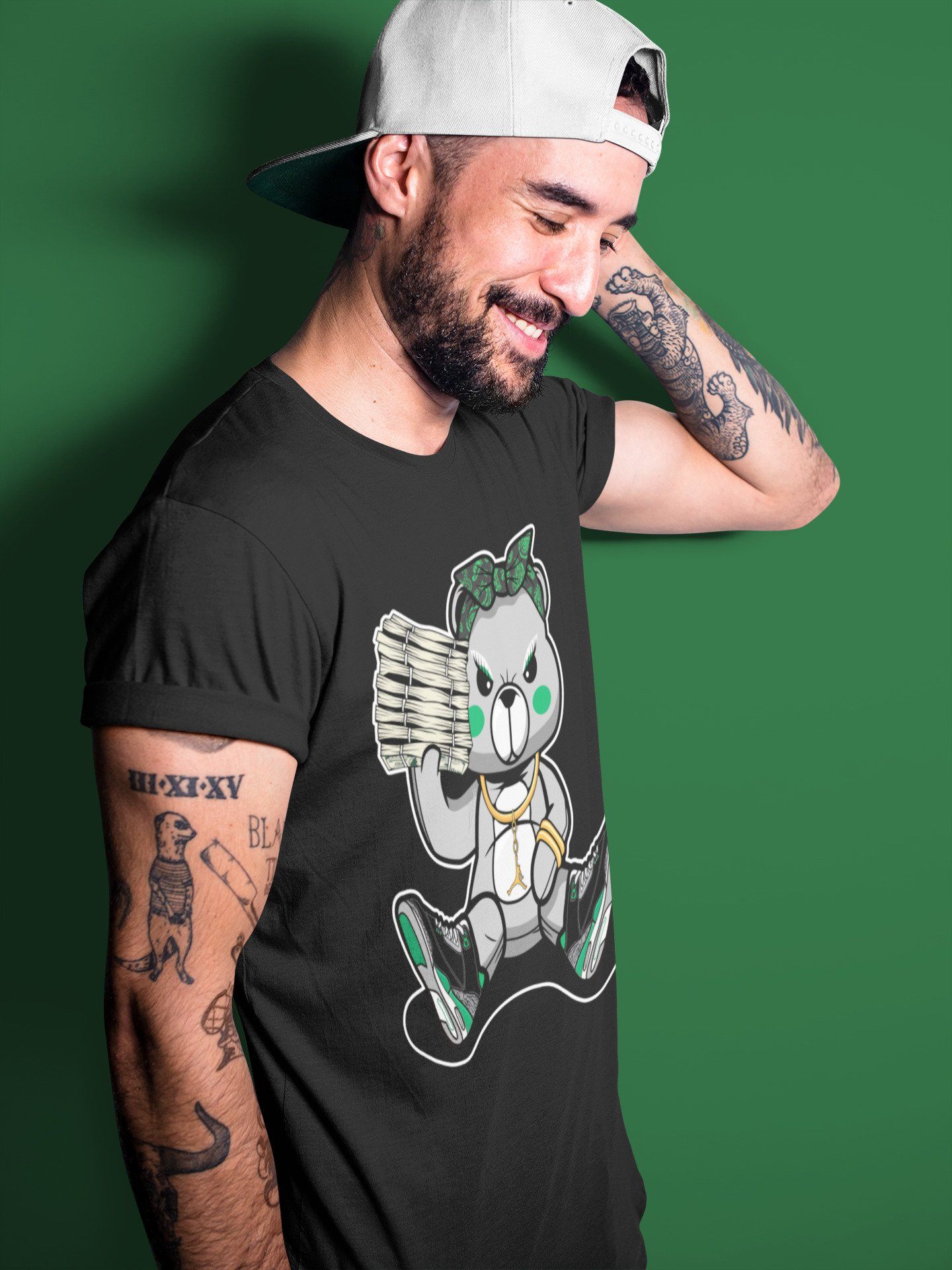 Bad Baby Bear Unisex Tops - Air Jordan 3 Pine Green