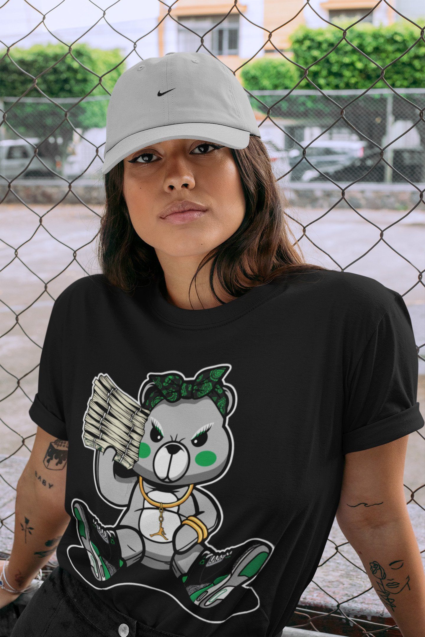 Bad Baby Bear Unisex Tops - Air Jordan 3 Pine Green
