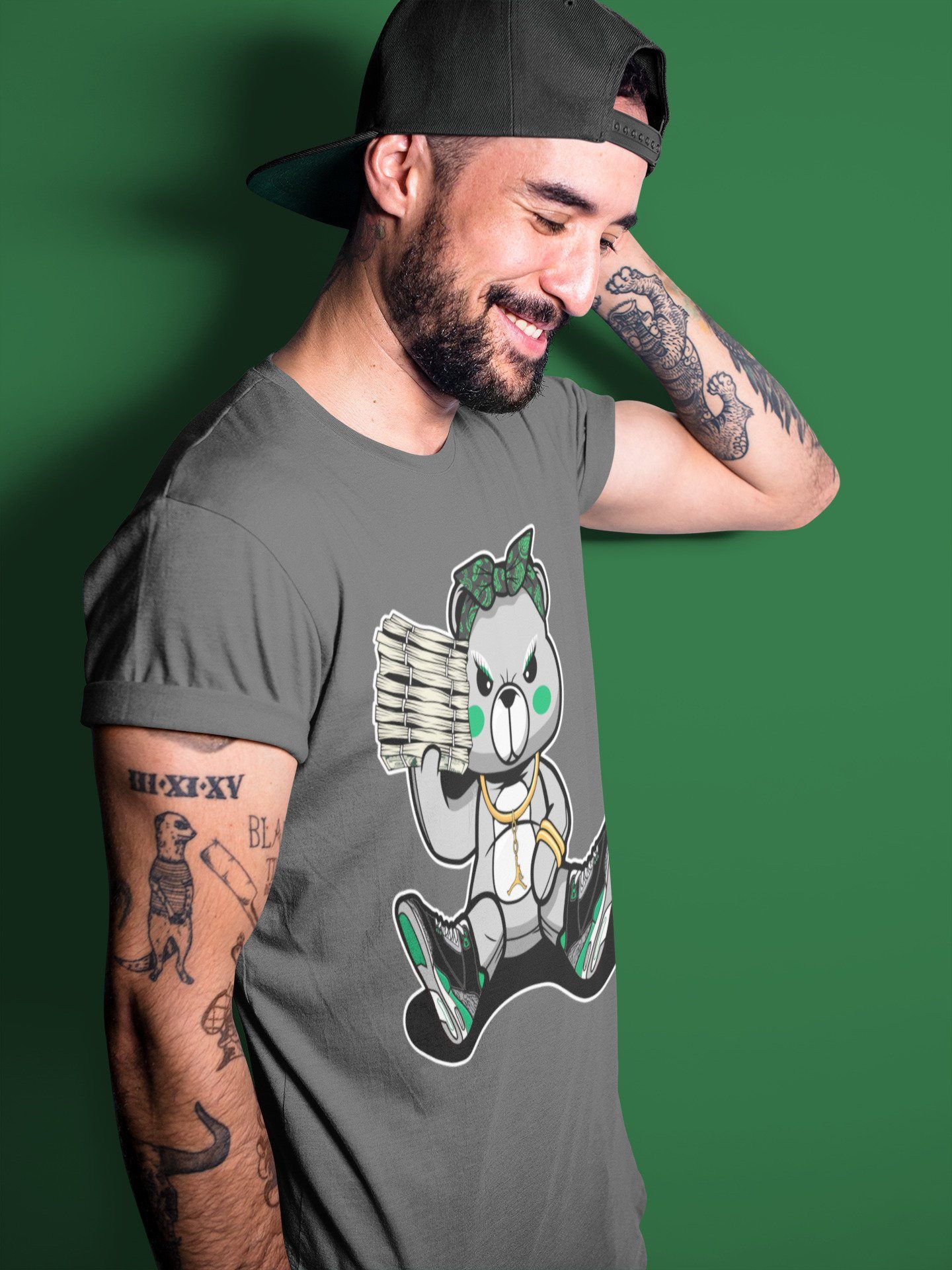 Bad Baby Bear Unisex Tops - Air Jordan 3 Pine Green