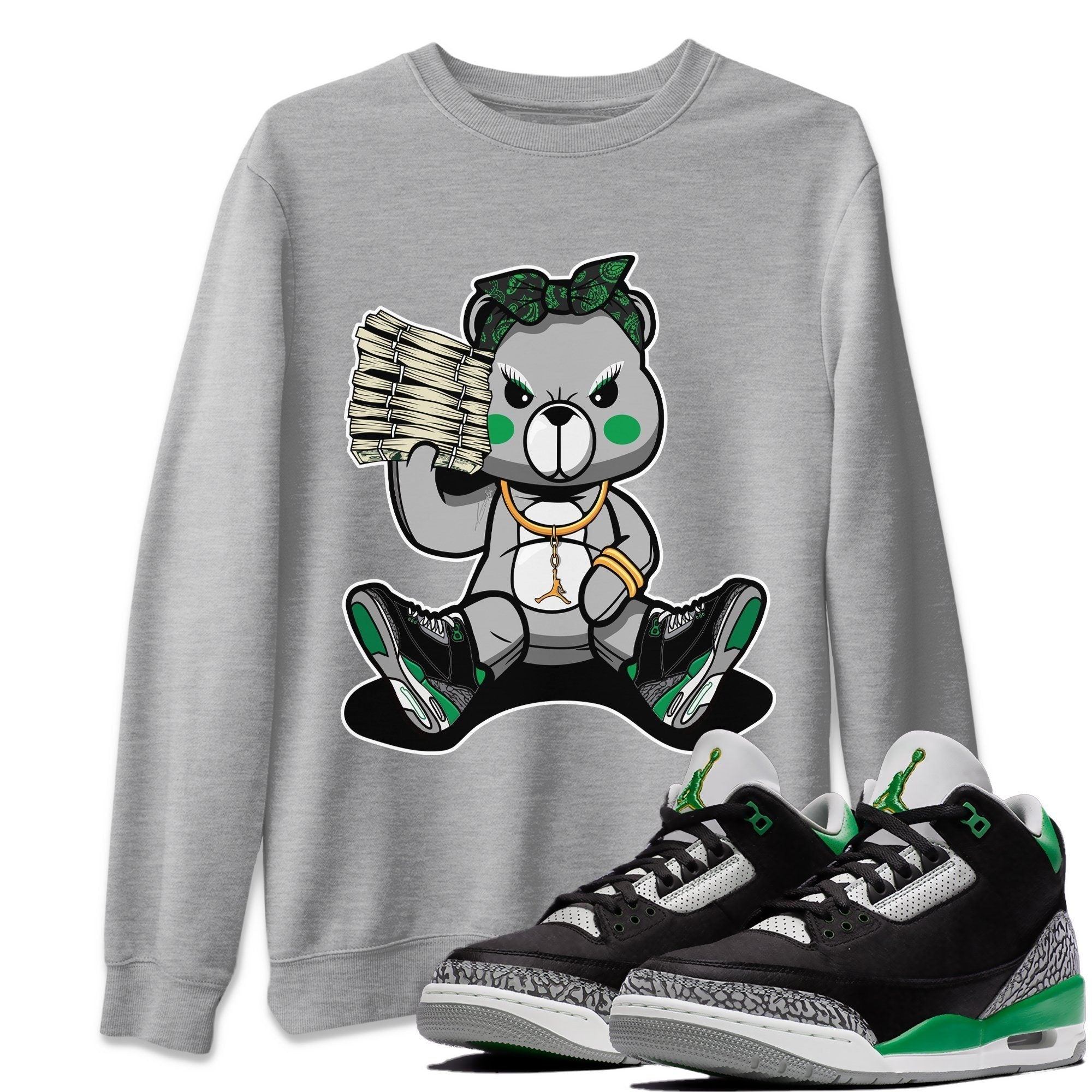 Bad Baby Bear Unisex Tops - Air Jordan 3 Pine Green
