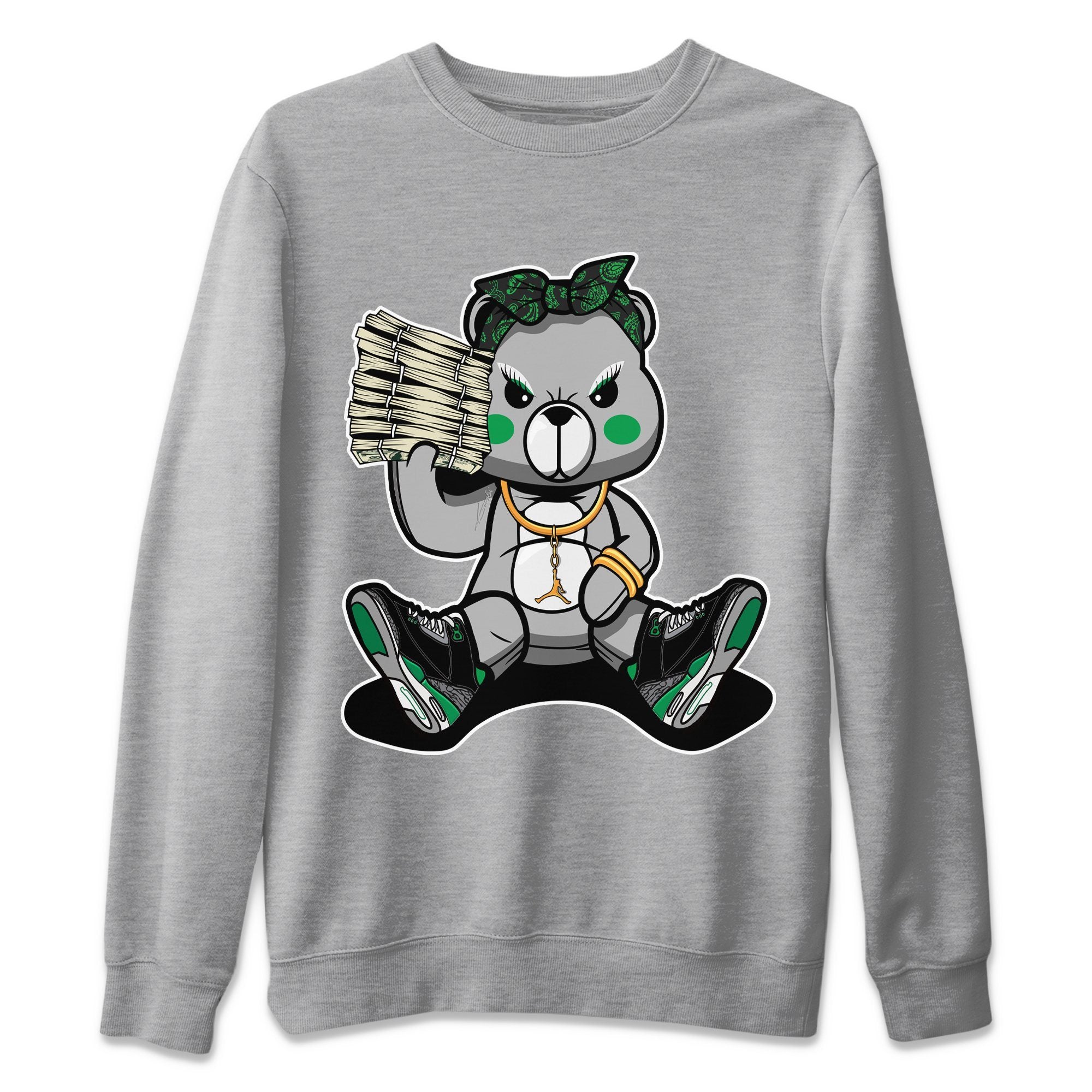 Bad Baby Bear Unisex Tops - Air Jordan 3 Pine Green