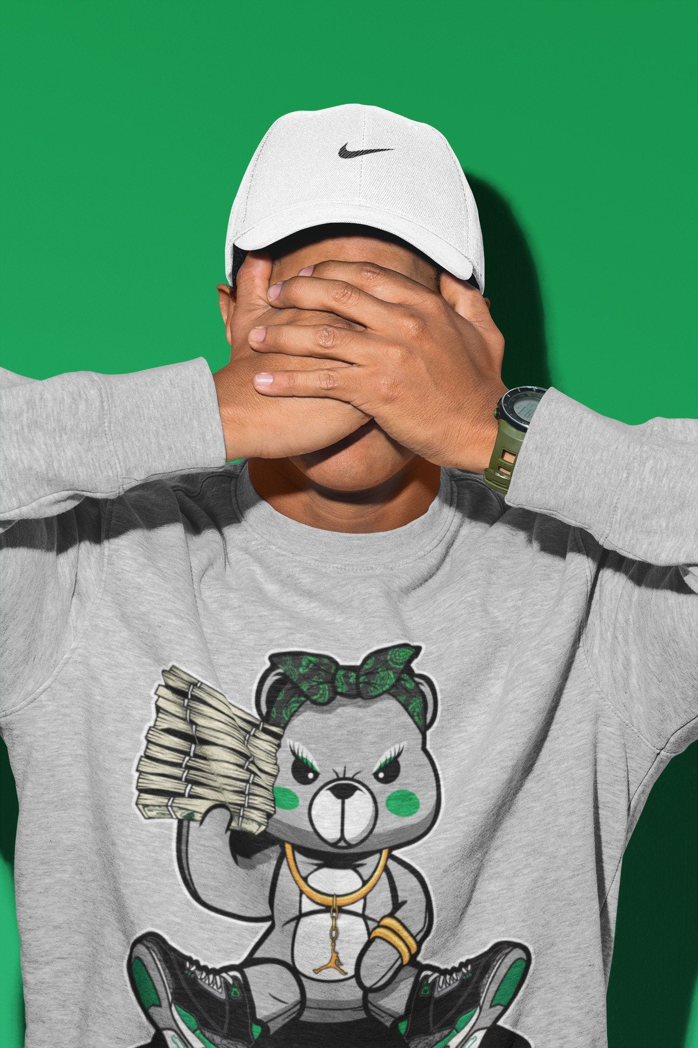 Bad Baby Bear Unisex Tops - Air Jordan 3 Pine Green
