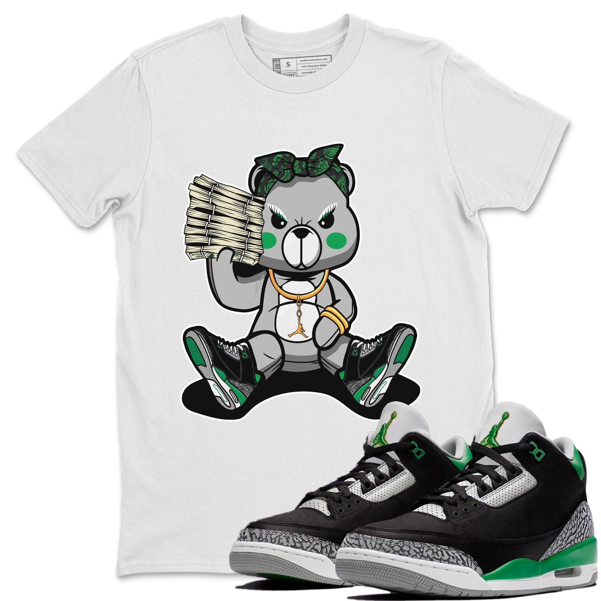 Bad Baby Bear Unisex Tops - Air Jordan 3 Pine Green