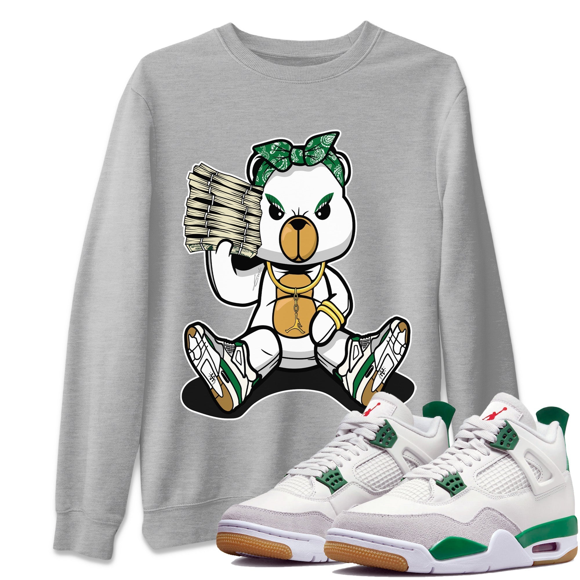 Bad Baby Bear Unisex Tops - Air Jordan 4 Pine Green