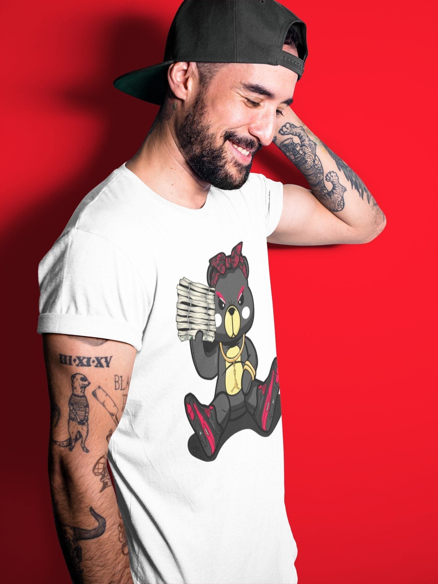 Bad Baby Bear Unisex Tops - Air Jordan 4 Red Thunder