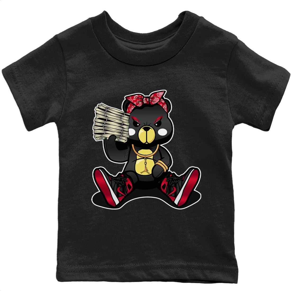 Bad Baby Bear Kids Tops - Air Jordan 1 Bred Patent