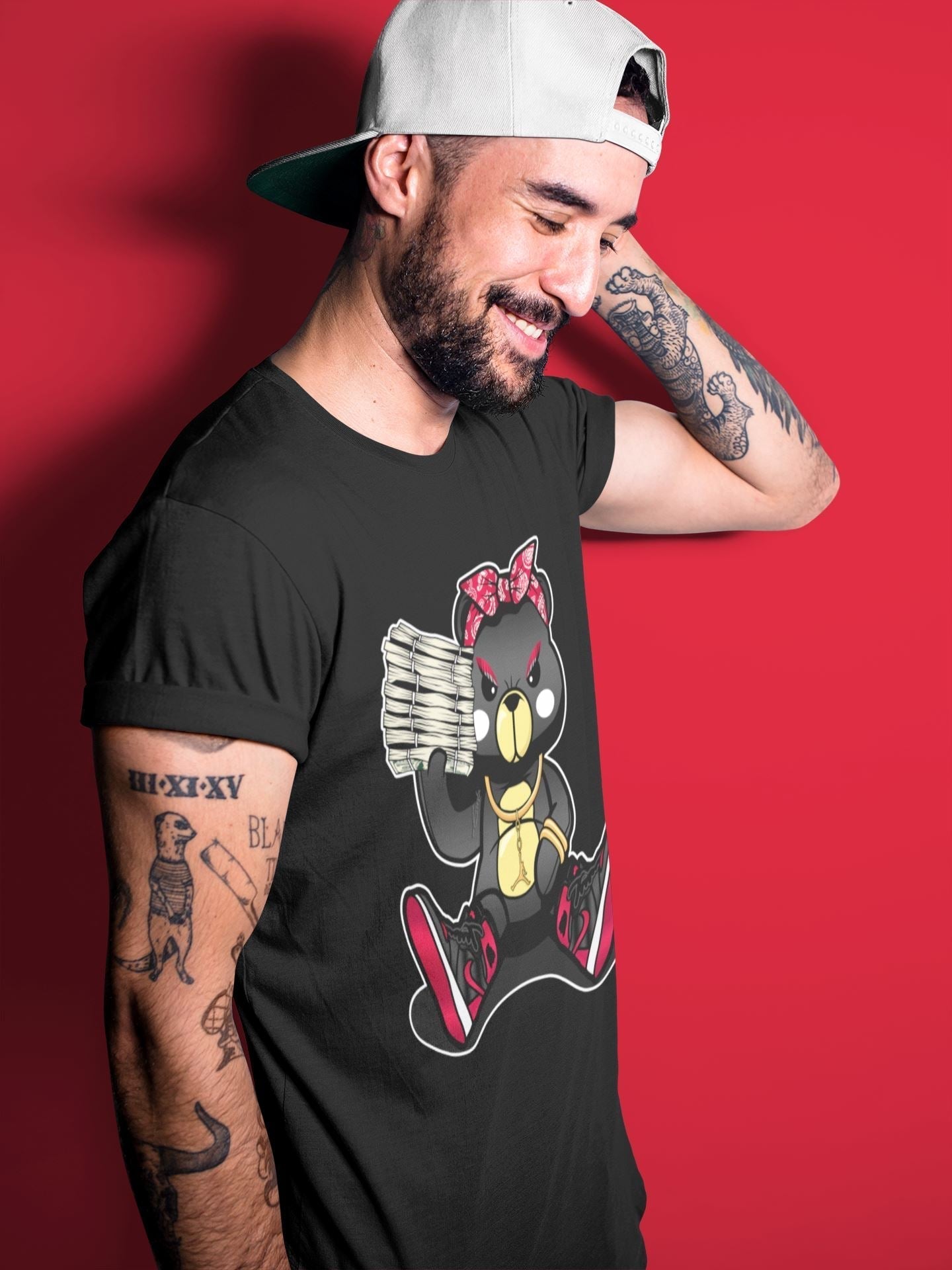 Bad Baby Bear Unisex Tops - Air Jordan 1 Bred Patent