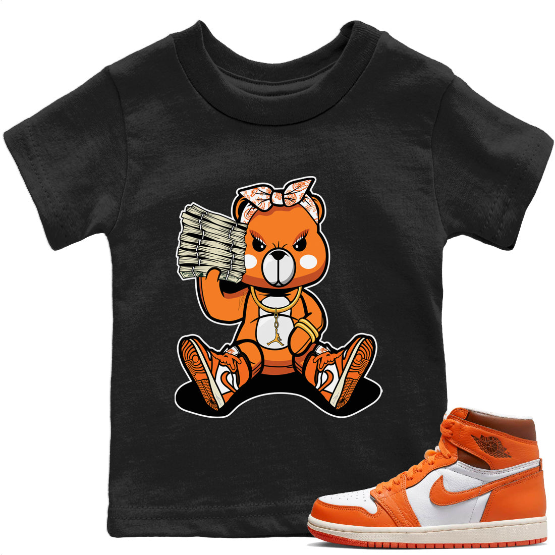 Bad Baby Bear Kids Tops - Air Jordan 1 Starfish