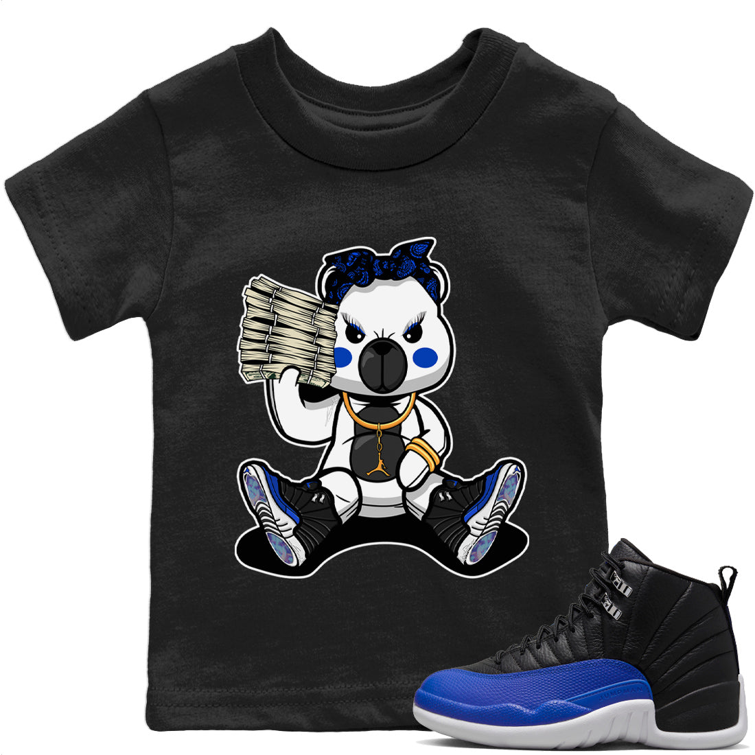 Bad Baby Bear Kids Tops - Air Jordan 12 Hyper Royal