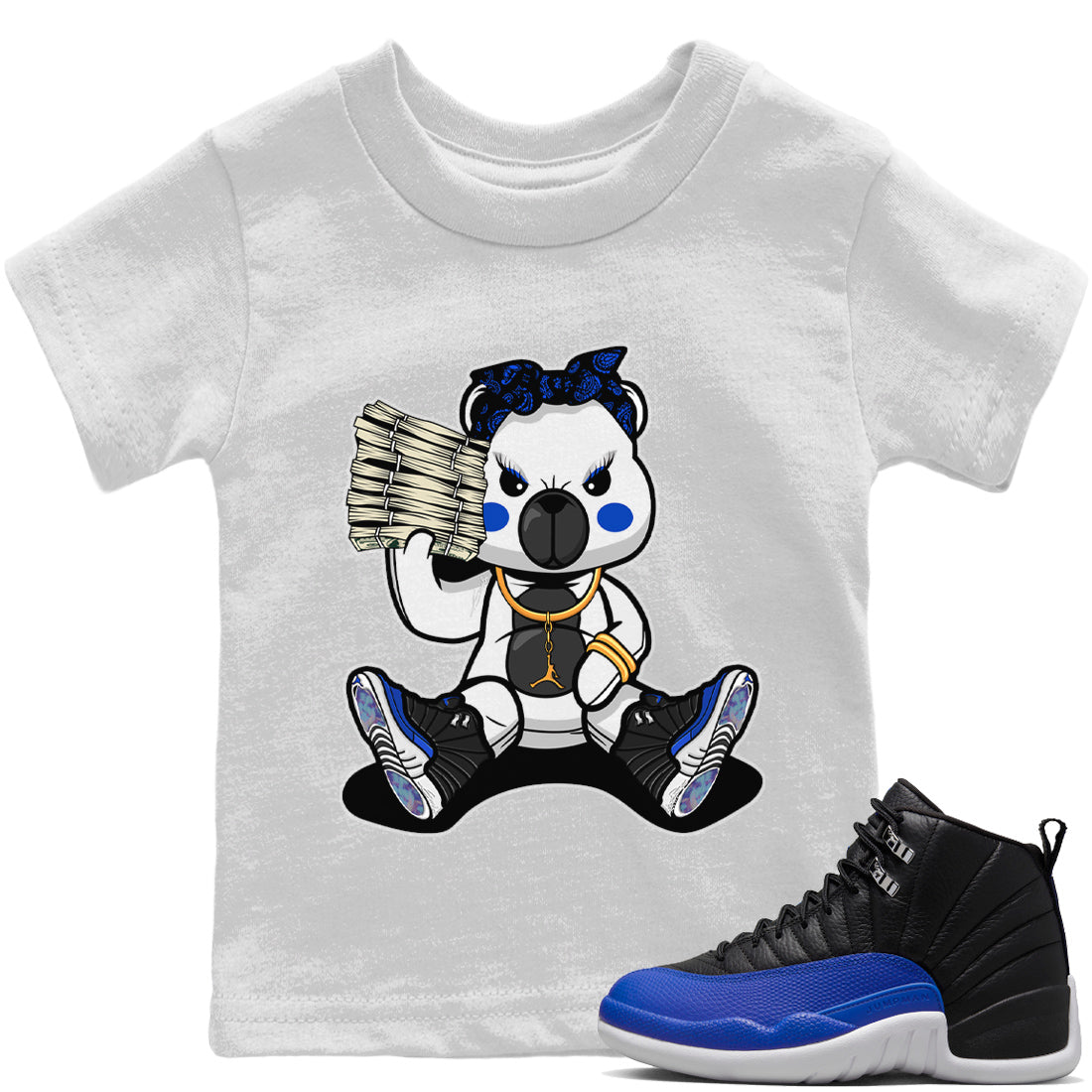 Bad Baby Bear Kids Tops - Air Jordan 12 Hyper Royal