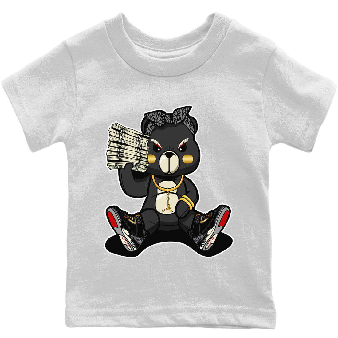 Bad Baby Bear Kids Tops - Air Jordan 3 Black Gold