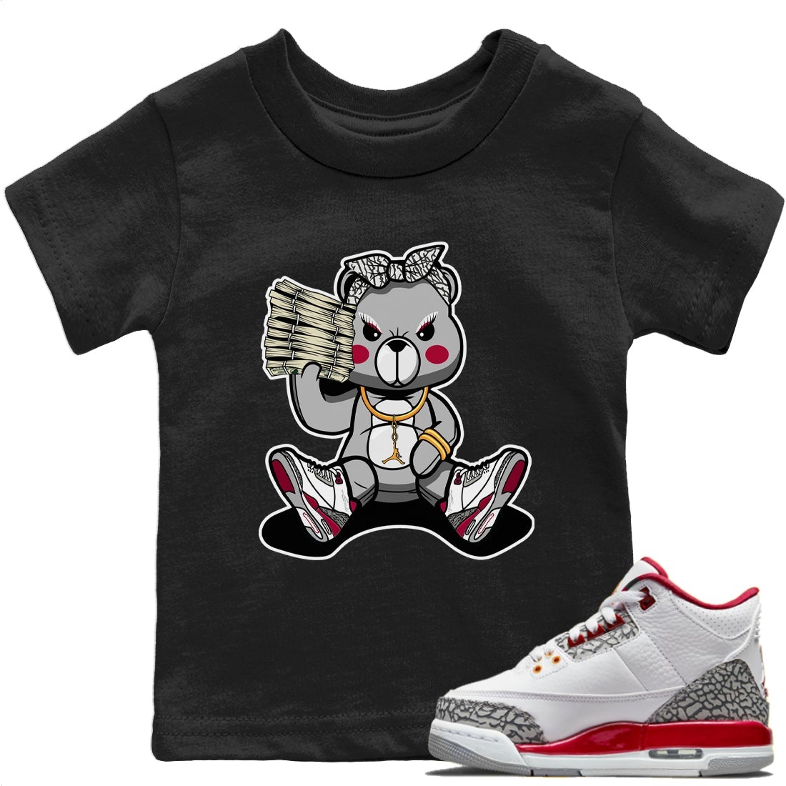 Bad Baby Bear Kids Tops - Air Jordan 3 Cardinal