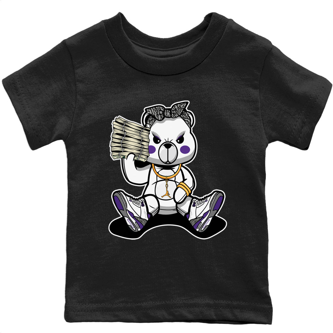 Bad Baby Bear Kids Tops - Air Jordan 3 Dark Iris