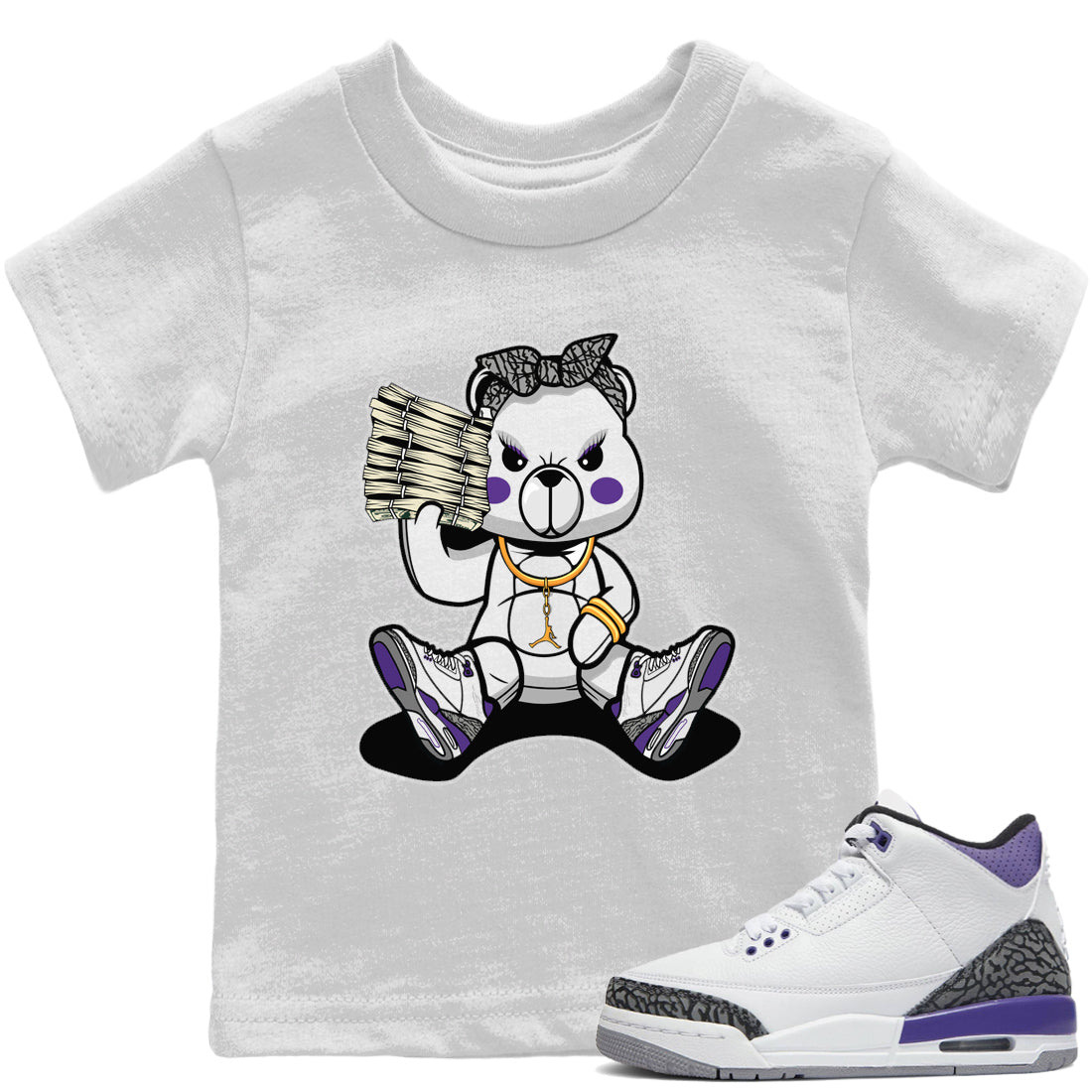 Bad Baby Bear Kids Tops - Air Jordan 3 Dark Iris