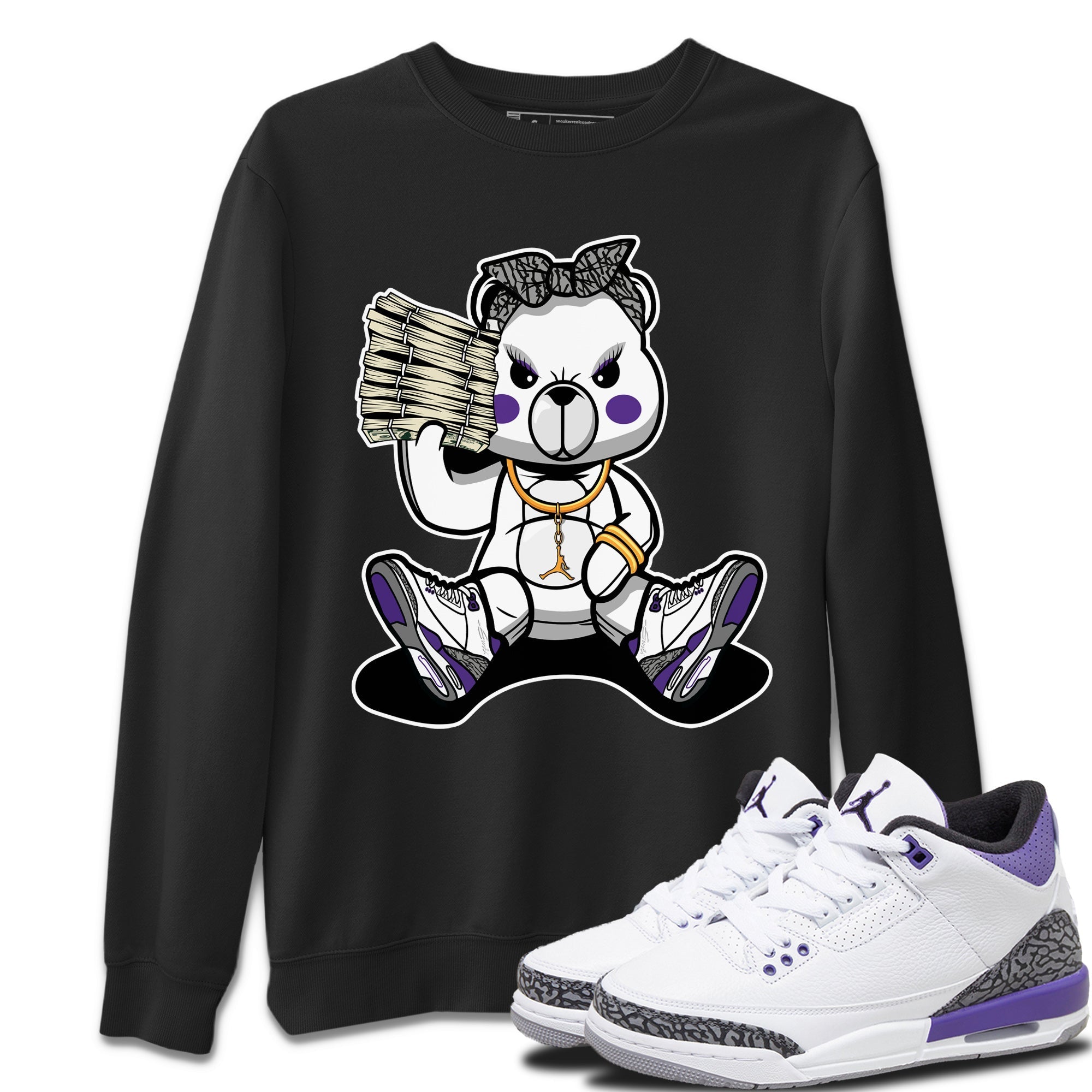 Bad Baby Bear Unisex Tops - Air Jordan 3 Dark Iris