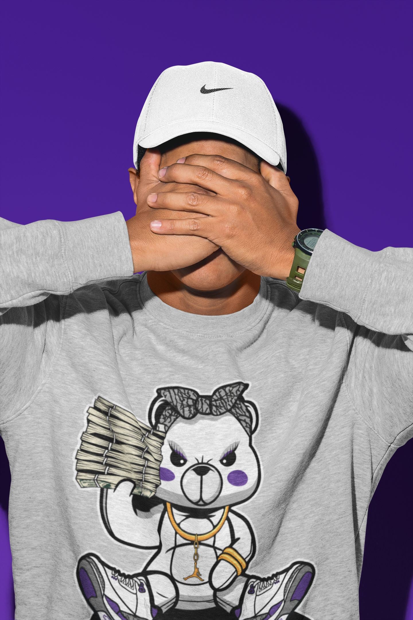 Bad Baby Bear Unisex Tops - Air Jordan 3 Dark Iris