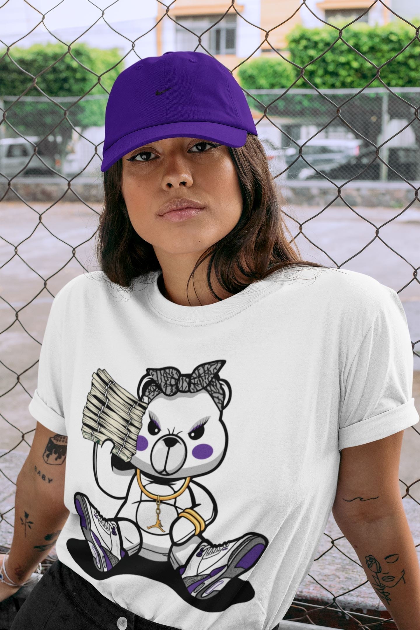 Bad Baby Bear Unisex Tops - Air Jordan 3 Dark Iris