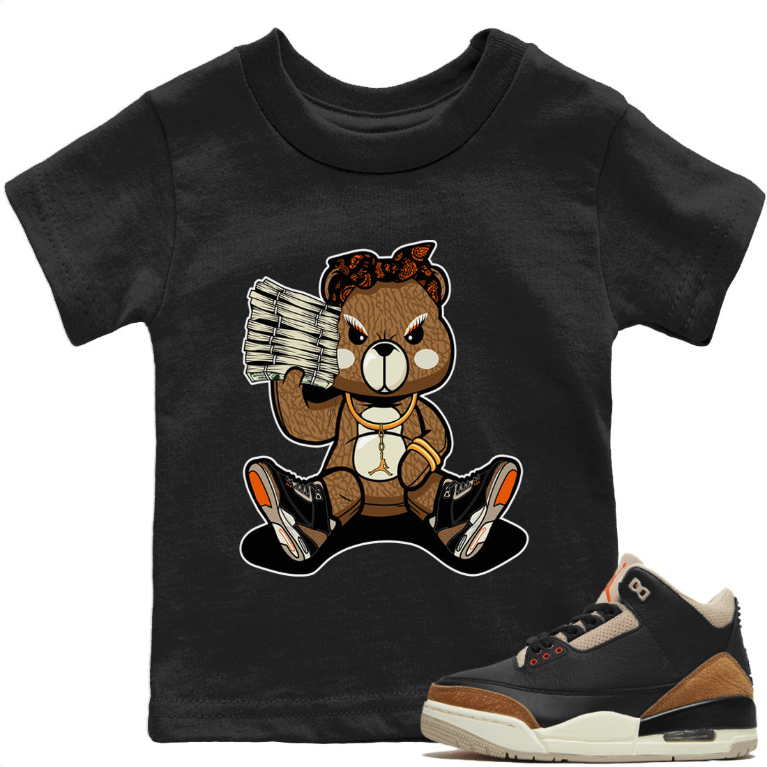 Bad Baby Bear Kids Tops - Air Jordan 3 Desert Elephant