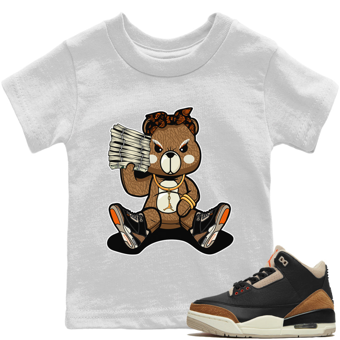 Bad Baby Bear Kids Tops - Air Jordan 3 Desert Elephant