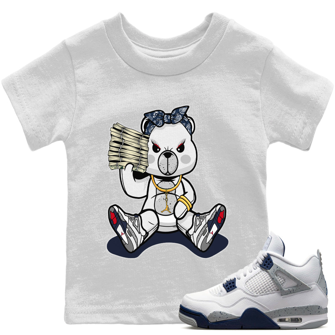 Bad Baby Bear Kids Tops - Air Jordan 4 Midnight Navy