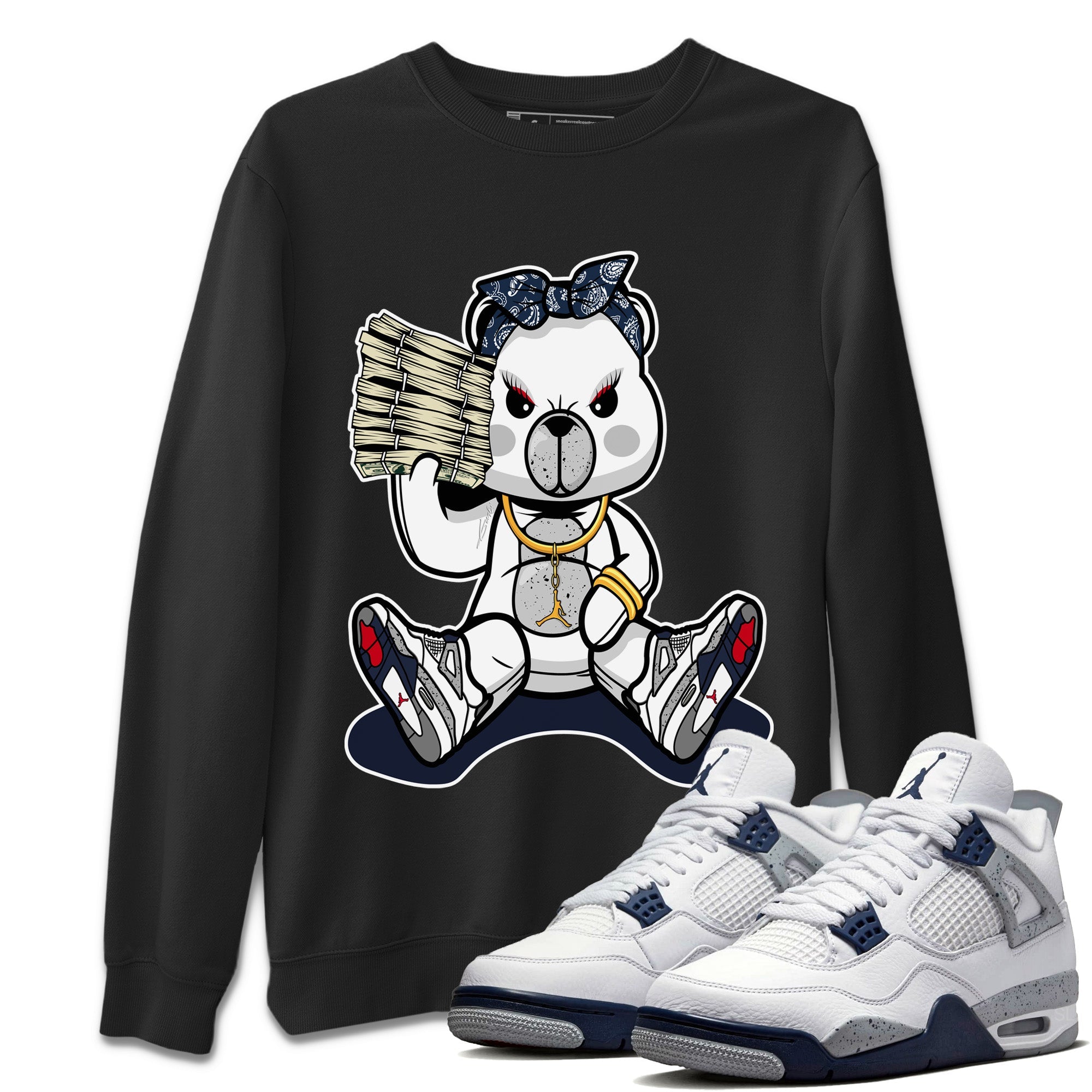 Bad Baby Bear Unisex Tops - Air Jordan 4 Midnight Navy