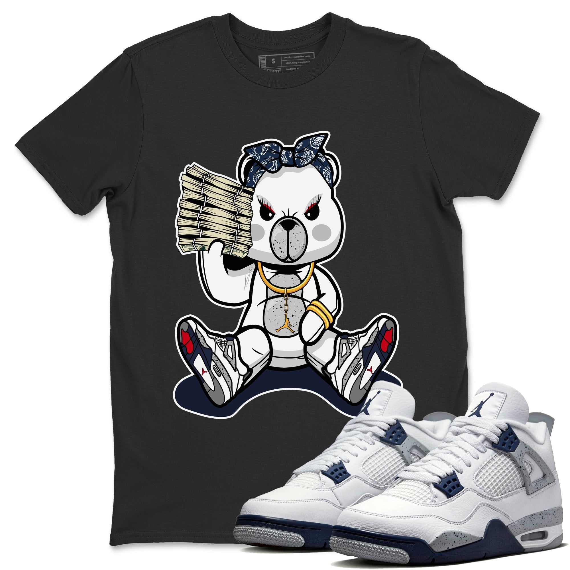 Bad Baby Bear Unisex Tops - Air Jordan 4 Midnight Navy