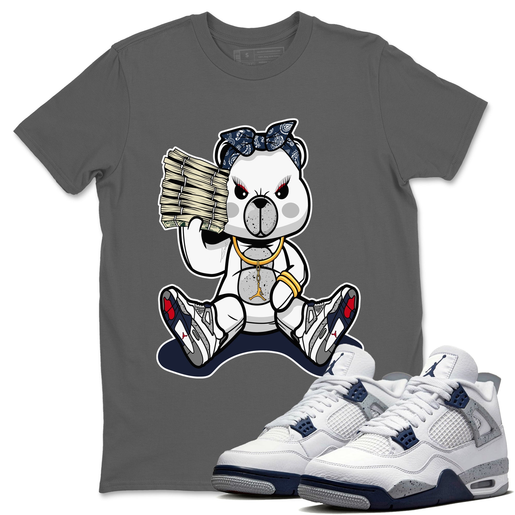 Bad Baby Bear Unisex Tops - Air Jordan 4 Midnight Navy
