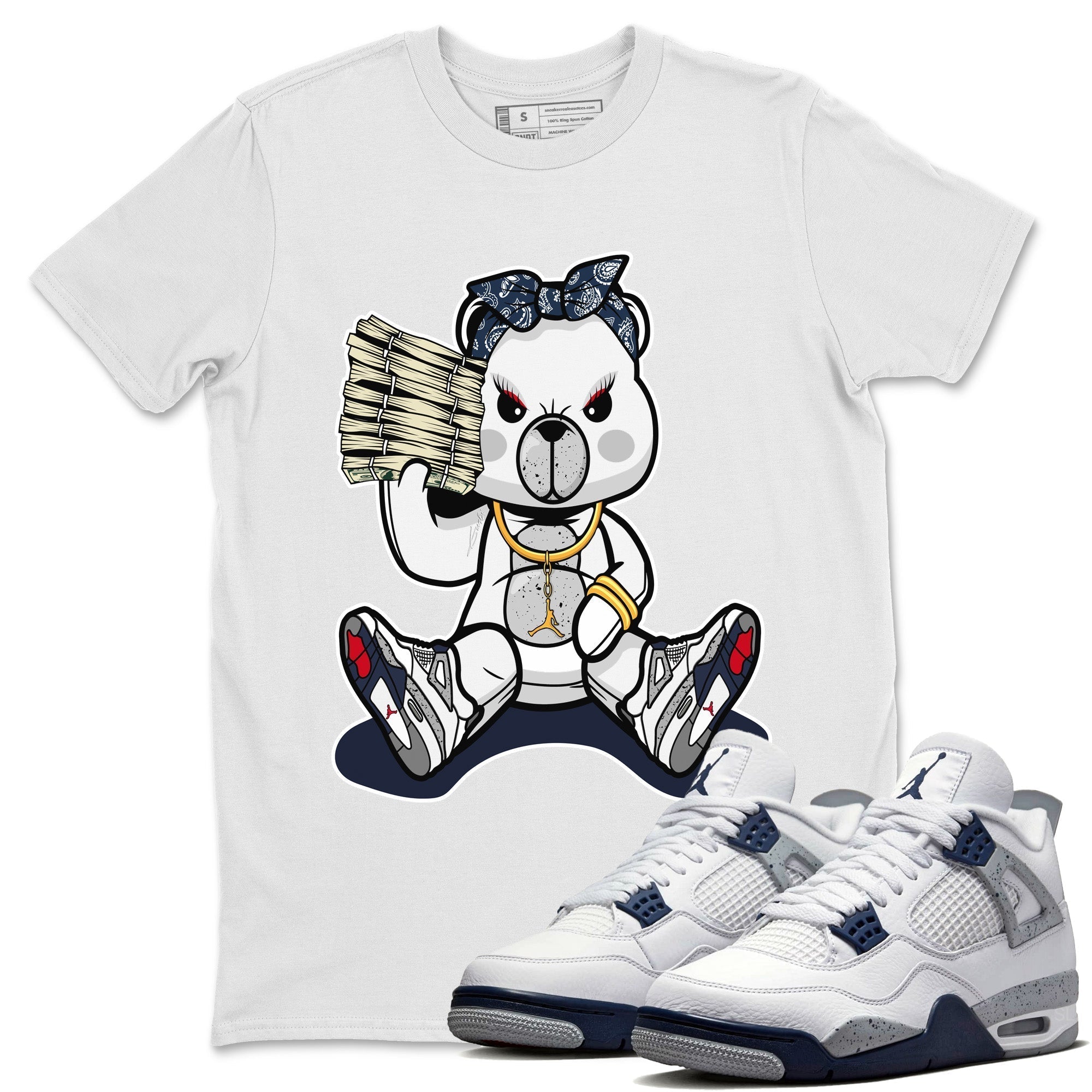 Bad Baby Bear Unisex Tops - Air Jordan 4 Midnight Navy