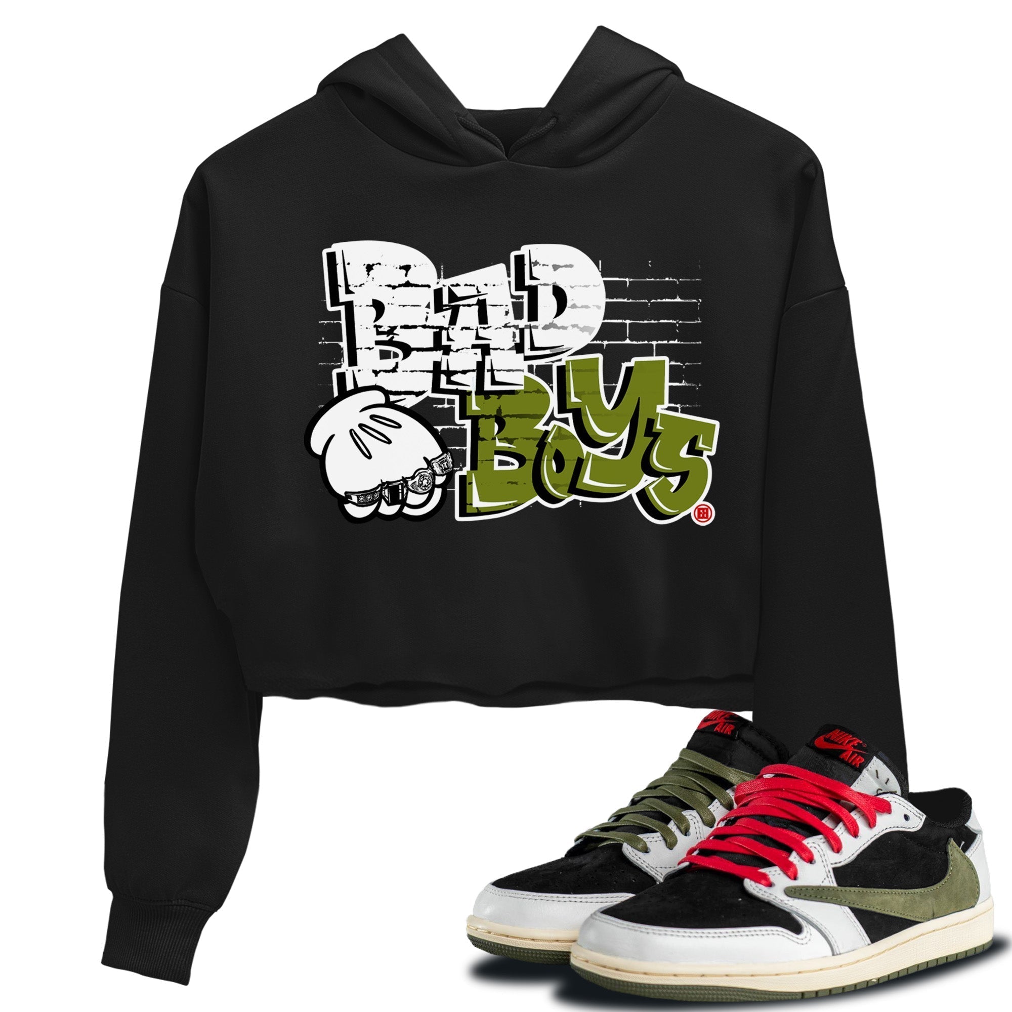 Bad Boys Women's Tops - Air Jordan 1 Travis Scott Olive
